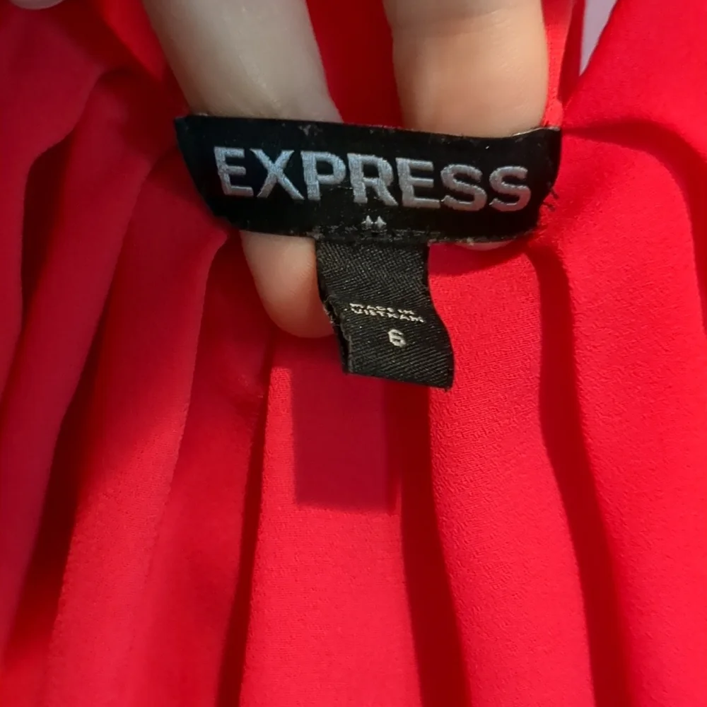 Express Fit and Flare Red/Orange Halter Dress Keyhole - Picture 9 of 12